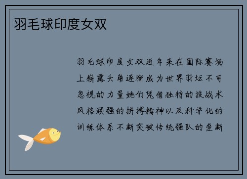 羽毛球印度女双